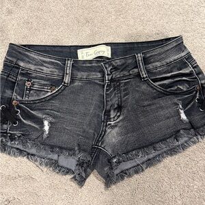 Black Distressed Denim Shorts